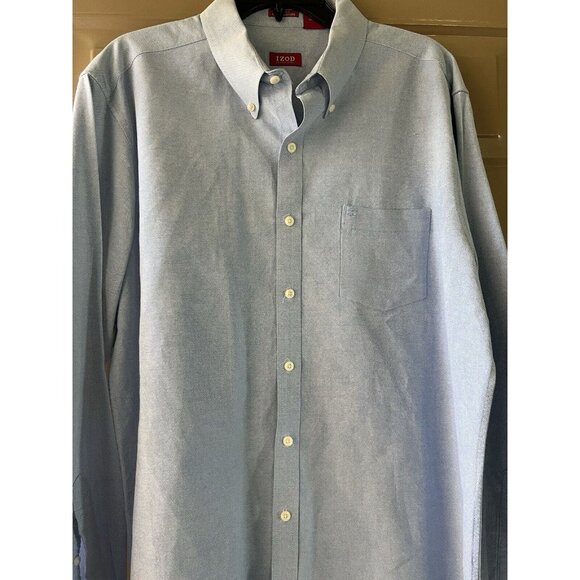 IZOD Mens Size XL Slim Dress Shirt Cotton Woven Button Up Long Sleeve - Picture 3 of 10